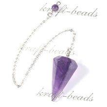 100-Unique Silver Plated Natural Healing Crystal Quartz Hexagon Pyramid Reiki Pendulum Pendant Chakra Amulet Jewelry