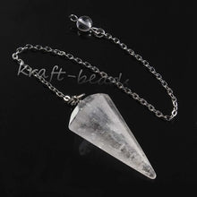 100-Unique Silver Plated Natural Healing Crystal Quartz Hexagon Pyramid Reiki Pendulum Pendant Chakra Amulet Jewelry