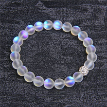 8mm Moonstone Stone Beaded Bracelet For Women Men Chakra Yoga Shining Stone Beaded Charm Bracelet Handmade Wristband Jewelry