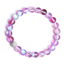 8mm Moonstone Stone Beaded Bracelet For Women Men Chakra Yoga Shining Stone Beaded Charm Bracelet Handmade Wristband Jewelry