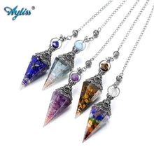 Ayliss Natural Reiki Chip Stones Healing Crystals Pendulums for Dowsing Divination 6 Faceted Hexagon Pointed Cone Resin Pendulum