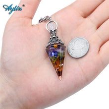 Ayliss Natural Reiki Chip Stones Healing Crystals Pendulums for Dowsing Divination 6 Faceted Hexagon Pointed Cone Resin Pendulum