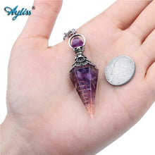 Ayliss Natural Reiki Chip Stones Healing Crystals Pendulums for Dowsing Divination 6 Faceted Hexagon Pointed Cone Resin Pendulum