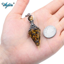 Ayliss Natural Reiki Chip Stones Healing Crystals Pendulums for Dowsing Divination 6 Faceted Hexagon Pointed Cone Resin Pendulum