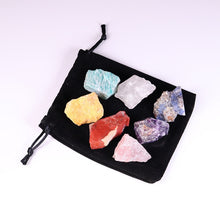 1 set Natural crystal stone seven chakras Black cloth bag large grain unpolished collection gift