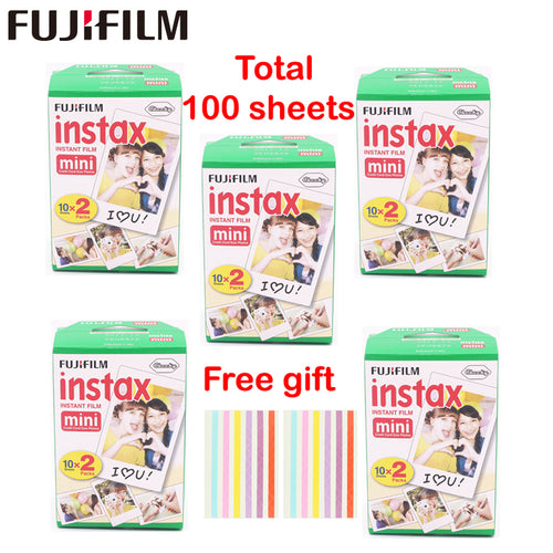 Original 100 Sheet Fujifilm Fuji Instax Mini White Film Instant Photo Paper For Instax Mini 8 70 25 Camera SP-1 SP-2 + Free Gift