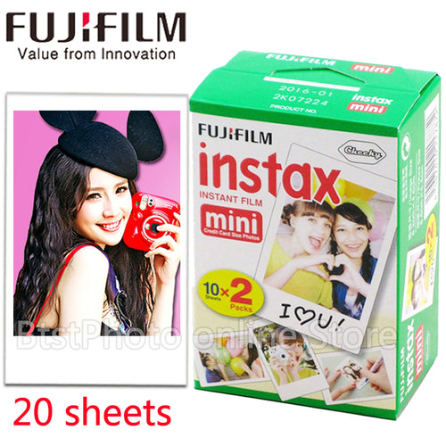 Original Fuji Fujifilm instax mini 8 9 film 20 sheets white Edge film for instax Instant Camera mini 8 9 7s 25 90 photo paper