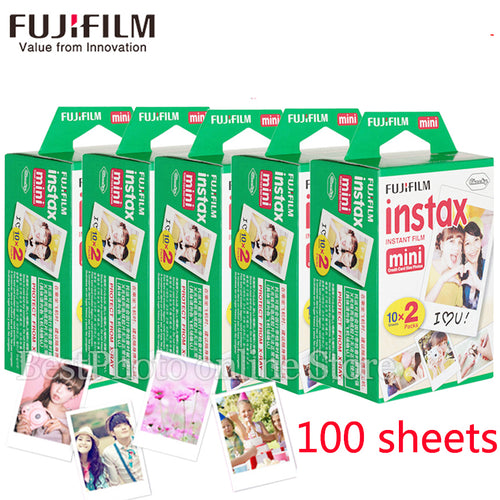 100 sheets Fuji Fujifilm instax mini 8 9 film white Edge films for instant mini 8 7s 25 50s 9 90 Camera photo Paper Free gift